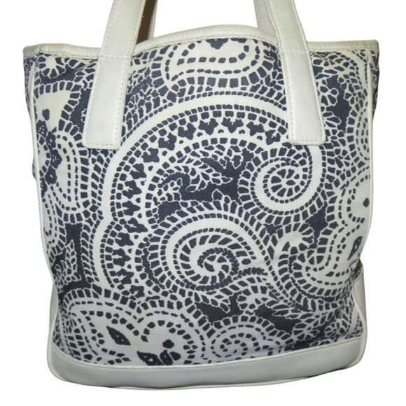 COACH Vintage Black & White Paisley Print Canvas & Leather Tote & wristlet - Picture 4 of 16